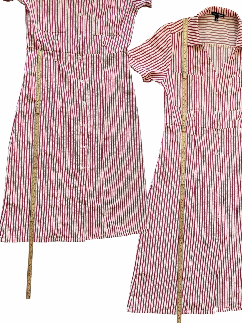 ☆𝐒𝐨𝐥𝐝☆ Vintage-Inspired FASHION NOVA Pink & White Striped Button-Front Dress. - Picture 11 of 14
